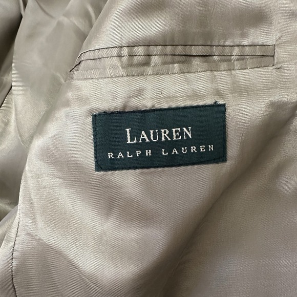 Lauren Ralph Lauren Silk Wool Blend Tan Beige Blazer Jacket Sport Coat Mens 44R - Picture 9 of 11